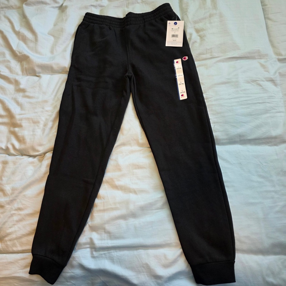 Champion Boys Signature Fleece Jogger Black Sweatpants C935KB7001-BLK-L NWT